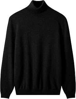 ZHILI Men's Cashmere Sweater Solid Color Turtleneck Sweater