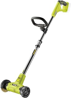 RYOBI 18V ONE+ Patio Cleaner Wire Brush (Battery & Charger Excluded) | RY18PCA-0, Hyper Green, wire brush head, removes weeds and moss, patio joint cleaning