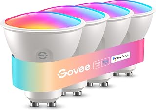 Govee Smart Bulb GU10 RGBWW, 400lm LED Light Bulbs Work with Alexa, 4 Pack | Google Assistant and Matter, Dimmable Color Changing LED Bulb, 56 Dynamic Scene Modes, Syncs with Music, Smart Group Control