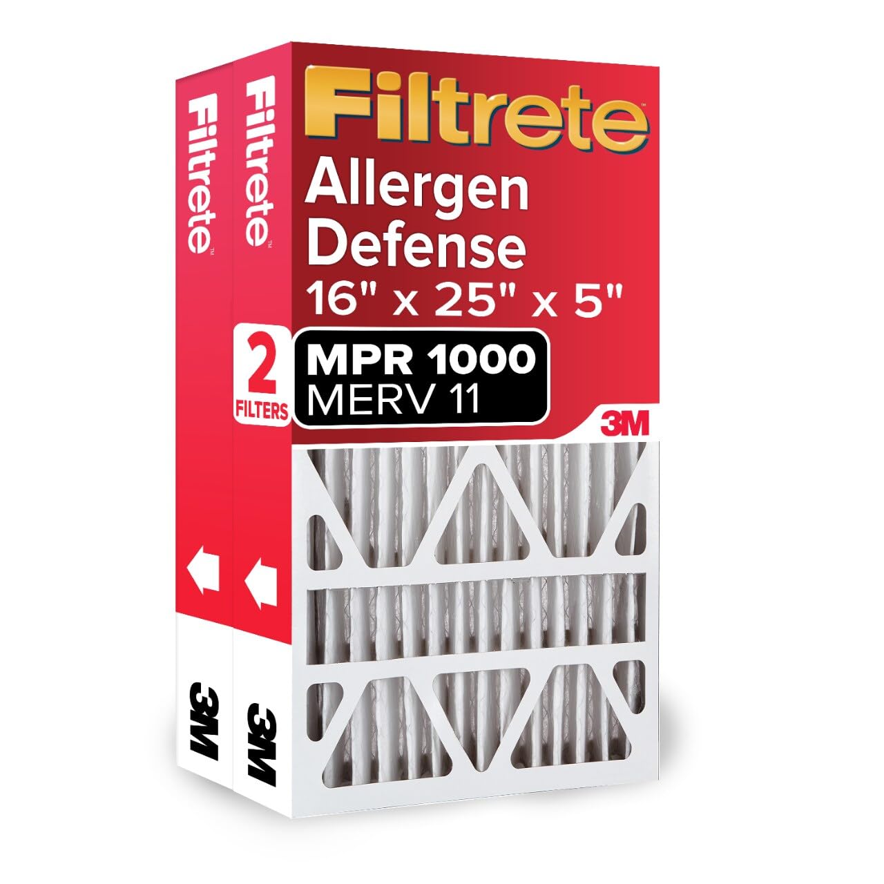 Filtrete 16x25x5 Air Filter, Fits Lennox, MERV 11, MPR 1000, 2 HVAC Filters | Al