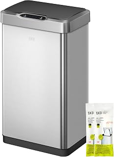 EKO Mirage-T 50L Rubbish Bin with Sensor, Automatic Waste Bin for Kitchen, Rectangular Motion Sensor Rubbish Bin, Soft Closing with Lid, Fingerprint Resistant, Brushed Stainless Steel