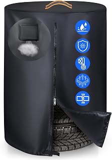 420D Tire Cover, Waterproof Stack Cover for Trucks, Holds 4 Tires 30in | Heavy Duty Oxford, 8000MM, UV Protection, Air Vent, Reflective Handle, Waterproof Zipper, for RV Camper Trailer SUV Tires