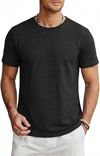 COOFANDY Men's Short Sleeve T-Shirt, 5.3 oz, Soft Fabric, Not See Through, Crew Neck, Casual, Cool, Quick Drying, Stretchy, Wrinkle Resistant, Plain, Summer Clothing, Underwear, Stylish (S-XXL)