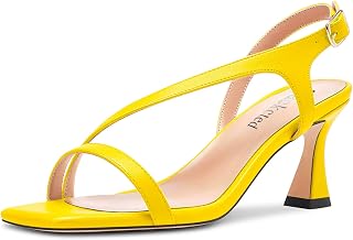 Saekcted Women's Block Chunky Mid Heel Open Toe Sandals Straps Ankle Buckle Casual Dress 6.5 CM Heels