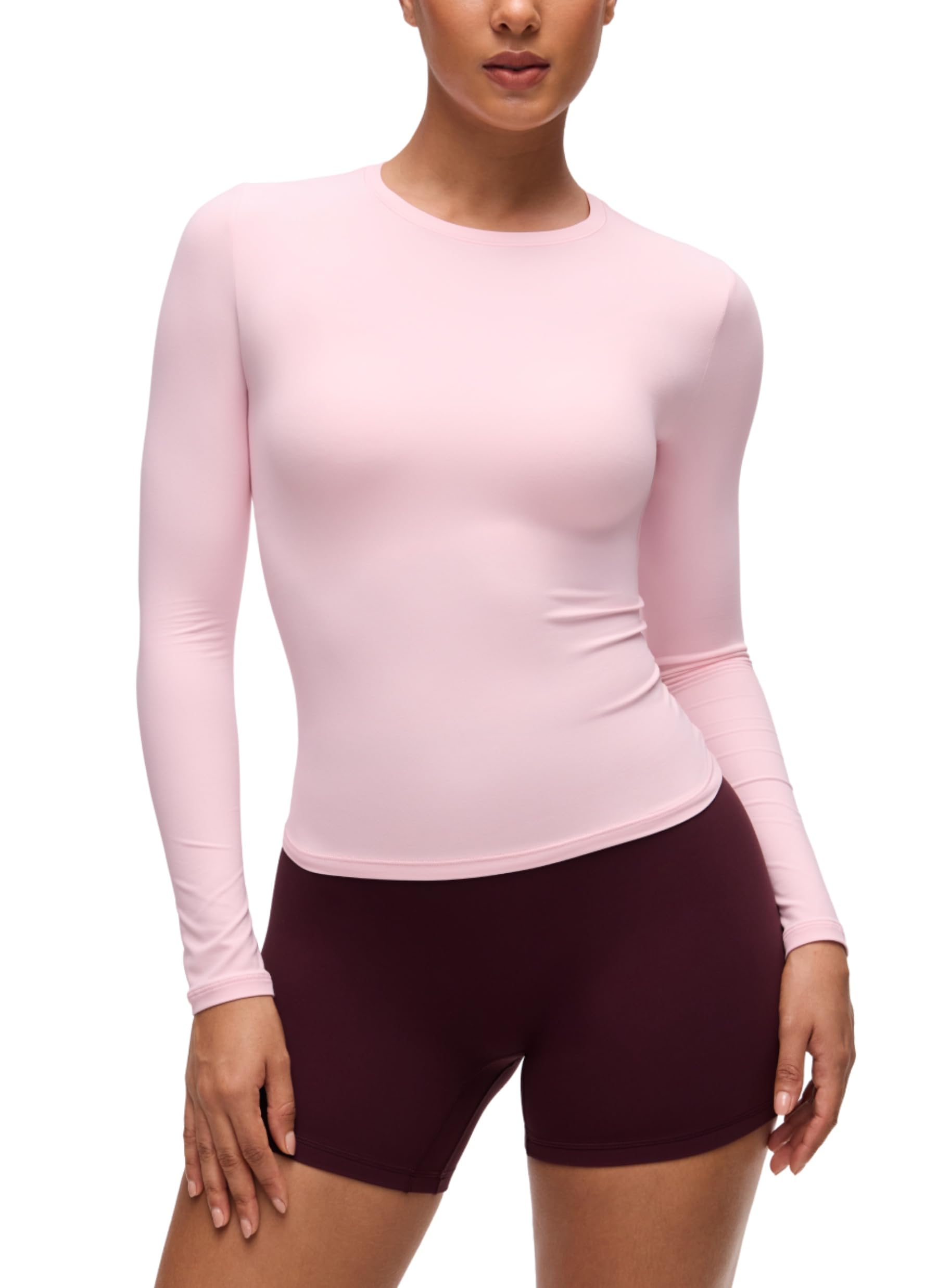 CRZ YOGA Softembrace Crewneck Long Sleeve Top | Workout, Ultra Soft, Tight Fit, 