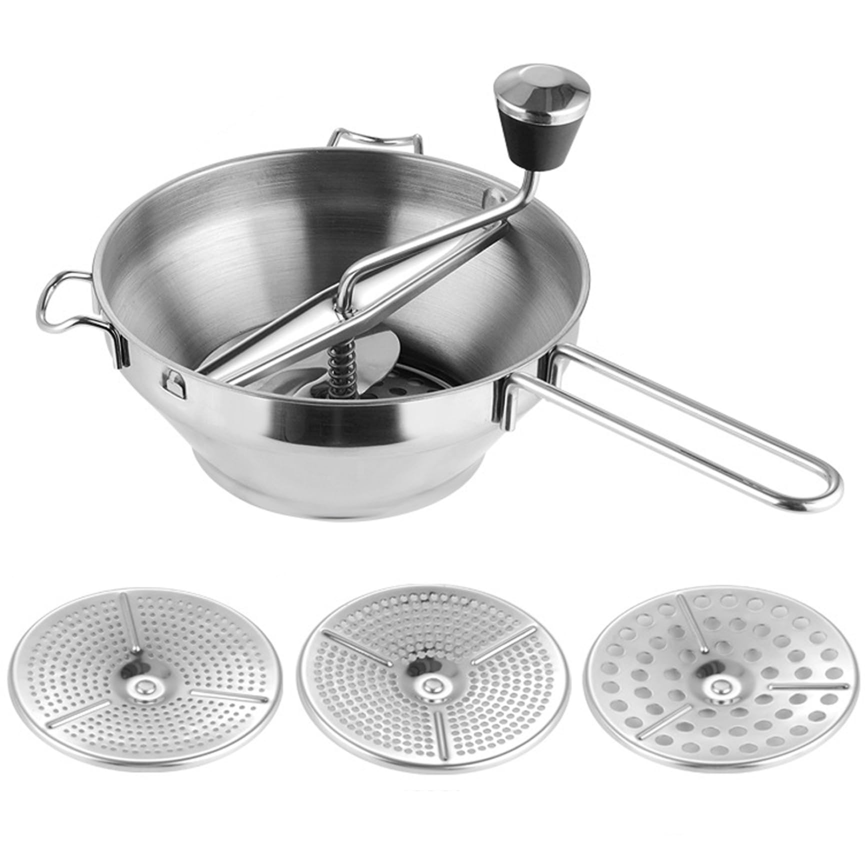 Food Mill Stainless Steel, Food Mill with 3 Interchangeable Grinding Discs Stain