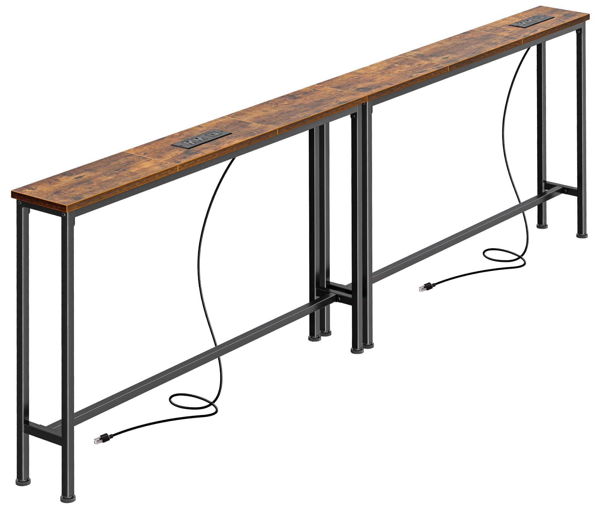 SUPERJARE 78.8 inch Narrow Behind Couch Table with 2 Charging Stations | 2 AC Ou