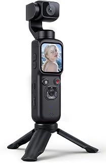 4K Vlogging Camera with Tripod Mount, Pocket Camera, Face Tracking & WiFi | Horizontal Face tracking and the included tripod provide flexible options for solo filming, everyday videos and vlogging.