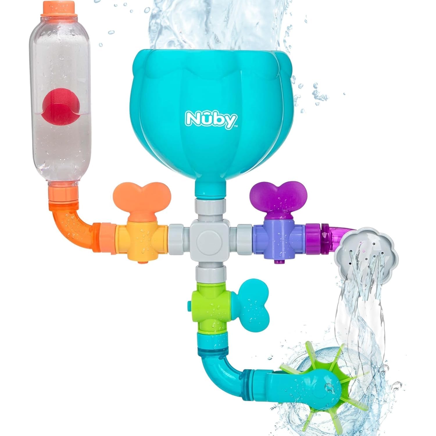 Nuby Wacky Waterworks Pipes 10-Piece Interactive Toddler Bath Toy, 3 Years+ | St