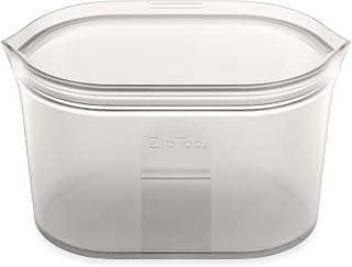 Zip Top Reusable Food Storage Bags | Large Dish [Gray] | Silicone Meal Prep Container | Microwave, Dishwasher and Freezer Safe | Made in the USA