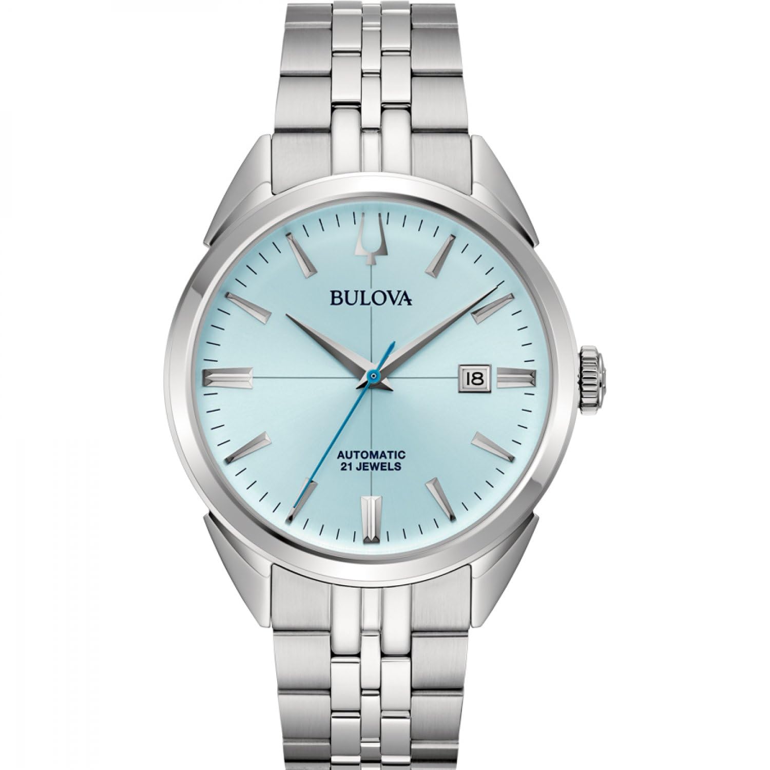 Bulova Sutton Automatic Men's Watch, Light Blue 96B423, Steel Case and Bracelet