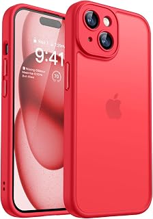 CANSHN Matte Case for iPhone 15 6.1 Inch, Red
