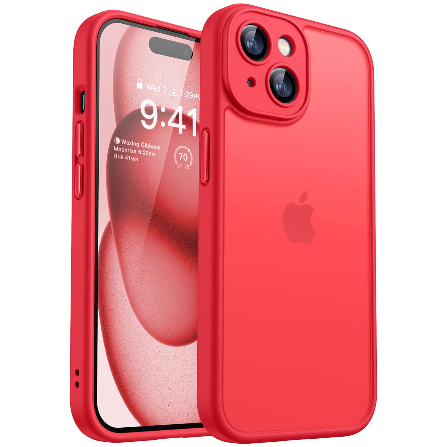 CANSHN Matte Case for iPhone 15 6.1 Inch, Red