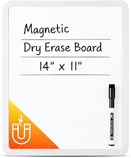 Mr. Pen- Dry Erase Board, 14” x 11”, White Frame | Includes Black Dry Erase Marker, Small Mini White Board for Students, Fridge, Wall, Locker, Double Sided Tapes Included
