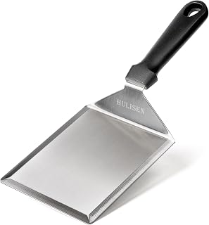 HULISEN Stainless Steel Grill Spatula, 15.2 x 12.7 cm Metal Turner | Wide Blade with Cutting Edge, Dishwasher Safe, Kitchen Griddle Accessories for Burgers, Pancakes and Flat Top Griddle
