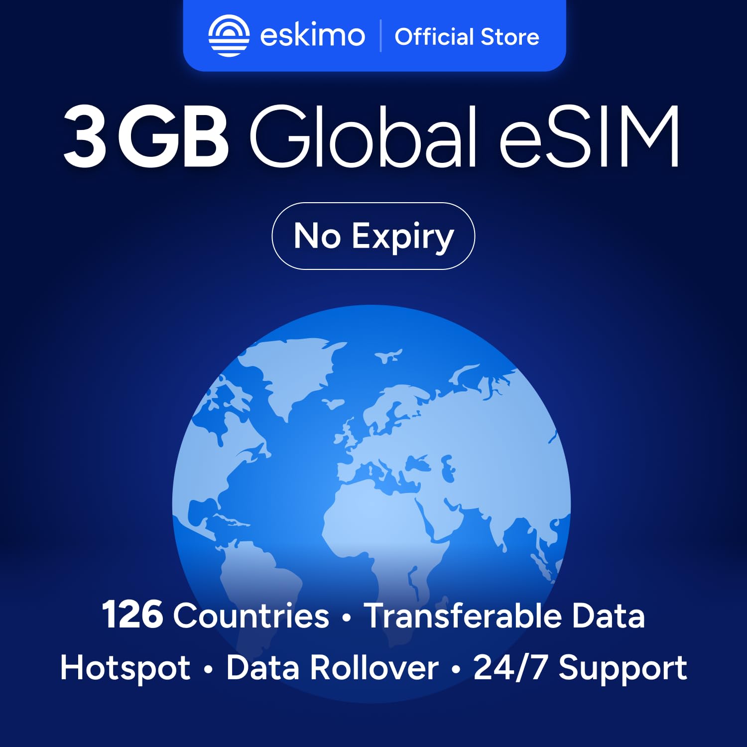 Eskimo Global 1-30GB International Travel eSIM | No Data Expiry | 5G High Speed 