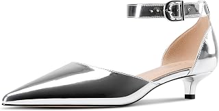 Aachcol レディース キトン ローヒール アンクルストラップ パンプス ポインテッドトゥ サンダル ドレスシューズ パーティー オフィス ウェディング 1.5インチ