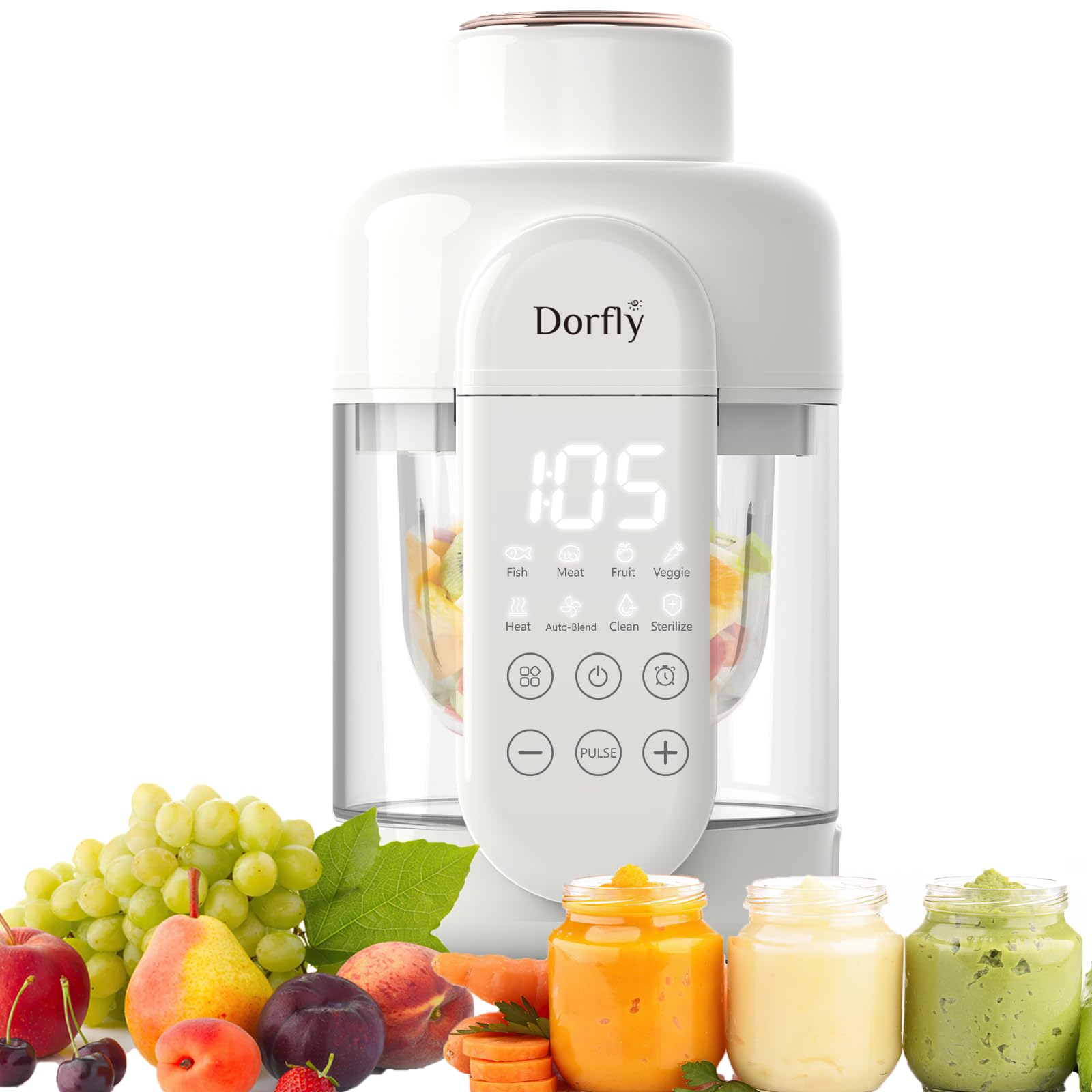 Dorfly Glass Baby Food Maker 12oz Baby Steamer and Blender Glass Reservoir & Gla