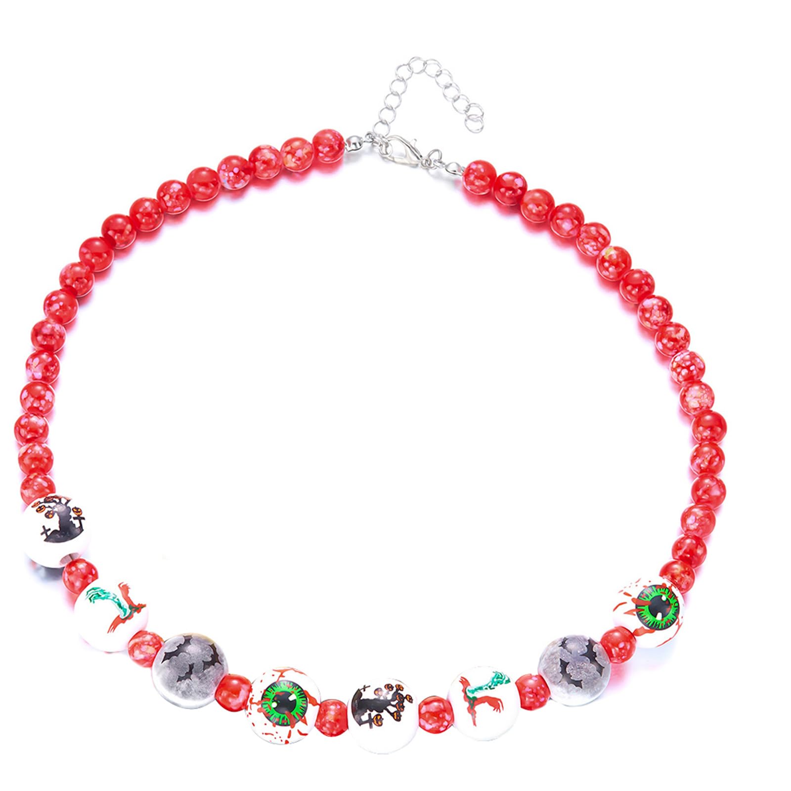 Halloween Red Beaded Necklace for Women Halloween Party Choker Decoration Gothic