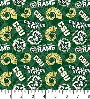 SYKEL ENTERPRISES Colorado State University Cotton Fabric with New Tone ON Tone Design-Colorado State RAMS Cotton Fabric