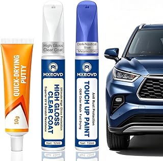 Dark/Nautical Blue Metallic(8S6) Touch Up Paint Compatible with Toyota, All in One Car Scratch Repair Kit with Primer Putty & Clear Coat, Complete Sanding Tools Set for Scratches Chips Nicks