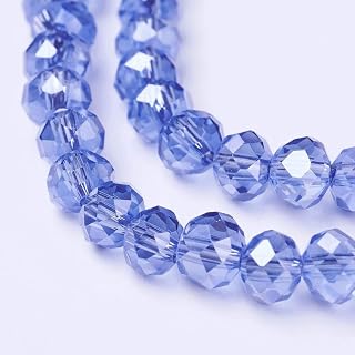 10 Strands Royal Blue Electroplated Clear Glass Beads Crystal Faceted Spacer Loose Beads for DIY Jewelry Making Bracelet Necklace Crafts 4x3
