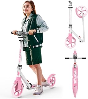 WAYPLUS Scooter for Kids, 4-Level Height Adjustable, Folds in One Second, Lean-to-Steer, 200mm Big Wheels, Holds up to 108kg, 2 Wheels Scooters, Ideal for Ages 6+
