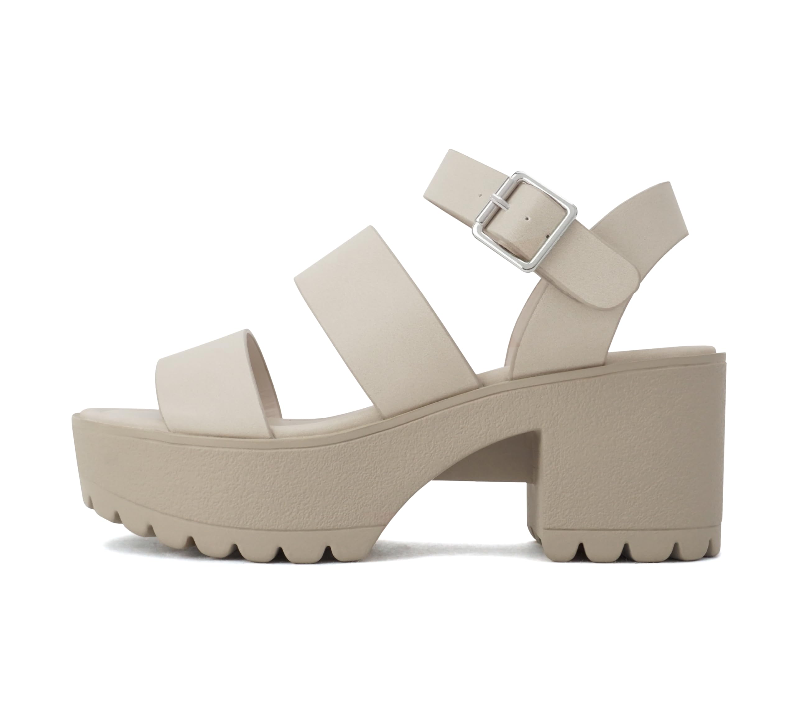Soda Account ~ Women's Open Toe Two Band Yoke Sole Fashion Sandals with Block He
