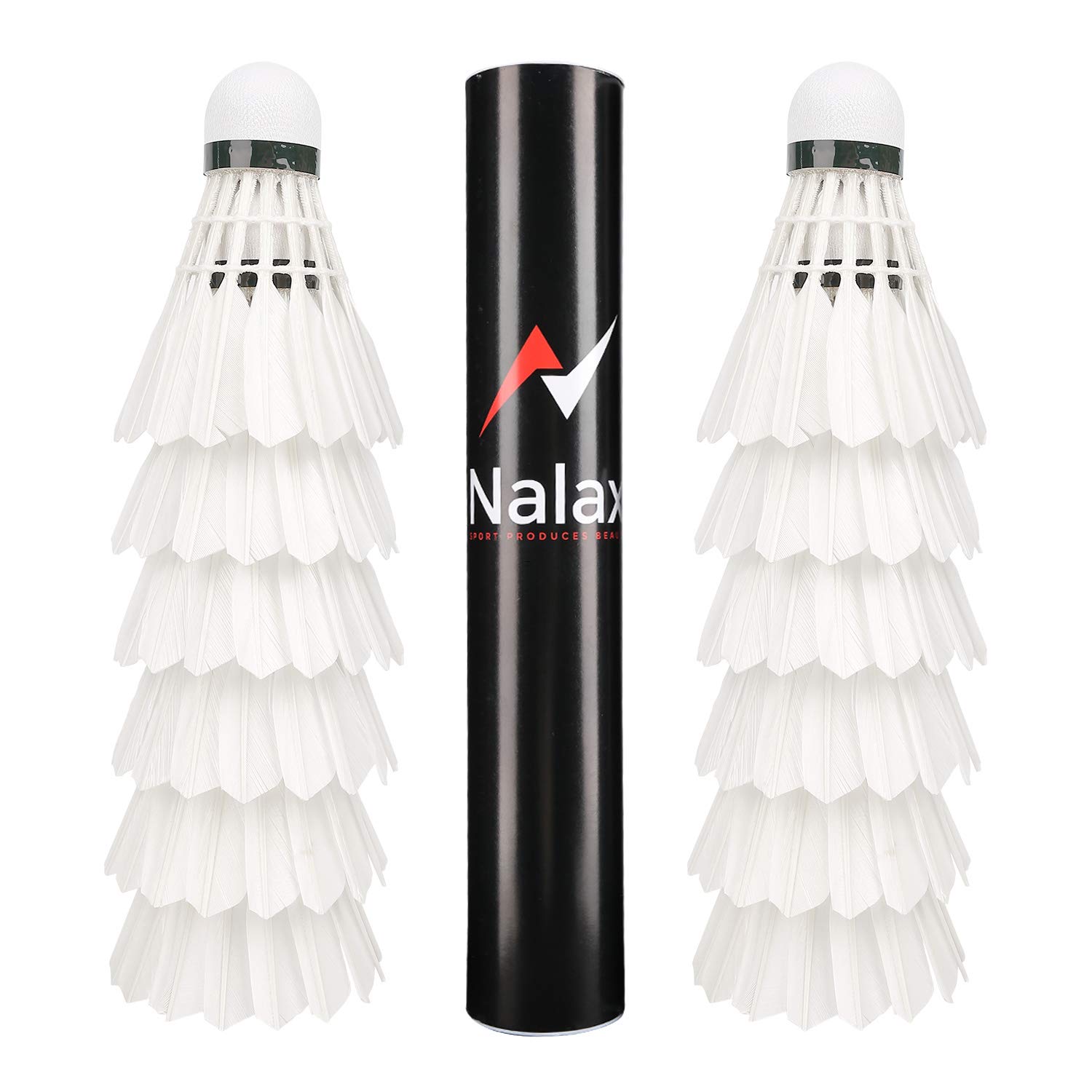 Nalax Badminton Birdie,12-Pack Professional Duck Feather Badminton Shuttlecocks 