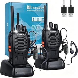 Rechargeable Walkie Talkies 2 Pack, 2 Way Radios with Long Range & VOX, Handy Walky Talky Transceiver with Earpieces for Outdoor Adventure Hiking Camping