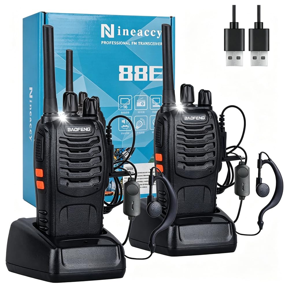 Rechargeable Walkie Talkies 2 Pack, 2 Way Radios with Long Range & VOX, Handy Wa