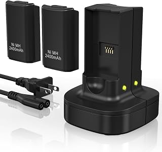 KEKUCULL Rechargeable Battery for Xbox 360 Controller, Charger Dual Charging Station Dock with 2 Pack Rechargeable Battery Compatible with Xbox 360