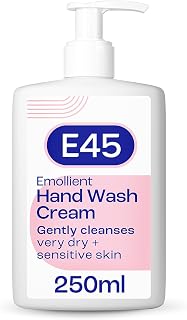 E45 Hand and Body Wash Cream - Relieve Dry, Itchy & Irritated Eczema Prone Skin - 250ml - Gently Cleanses Very Dry and Sensitive Skin - Dermatological Soap Free Emollient