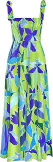 Kinstel Women's Summer Boho Spaghetti Strap Square Neck Ruffle Casual Flowy Long Dress Beach Swing Party Maxi Dress Size