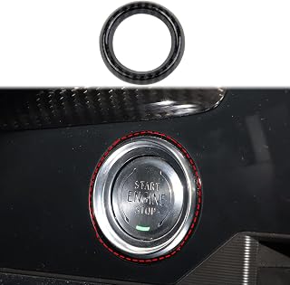 crosselec Carbon Fiber Engine Start/Stop Push Start Button Cover Trims for Chevrolet Corvette C8 2020-2023(Outer Ring), black outer ring, (21JB-KWT82-121)