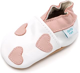 Dotty Fish Soft Sole Leather Baby Shoes - Barefoot, Non-Slip, Unisex