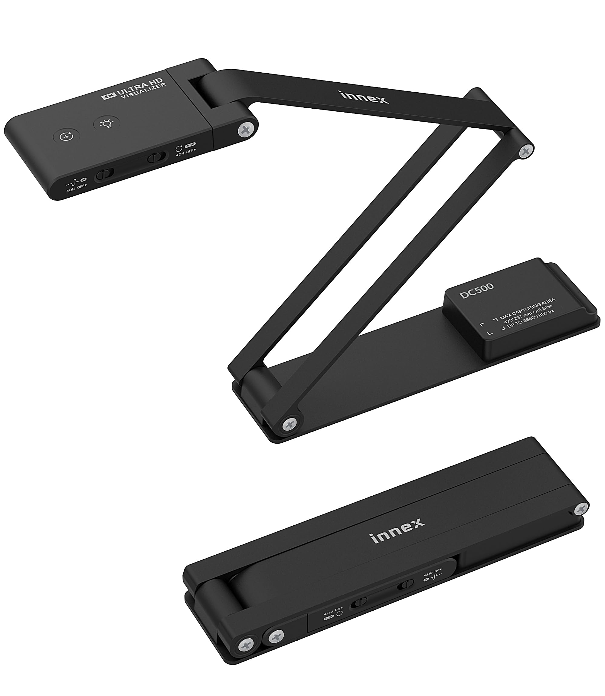 Innex DC500 16MP 4K USB Document Camera, Webcam & Scanner, 3-in-1 | Noise-Cancel