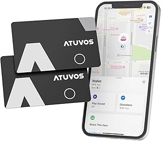 ATUVOS Wallet Tracker Card Ultra-Thin 0.16cm 2 Pack, Smart Air Tracker Tag Work with Apple Find My APP (iOS Only, Android not Supported), Item Finder Locator for Luggage, Suitcase, Bags, Passport.