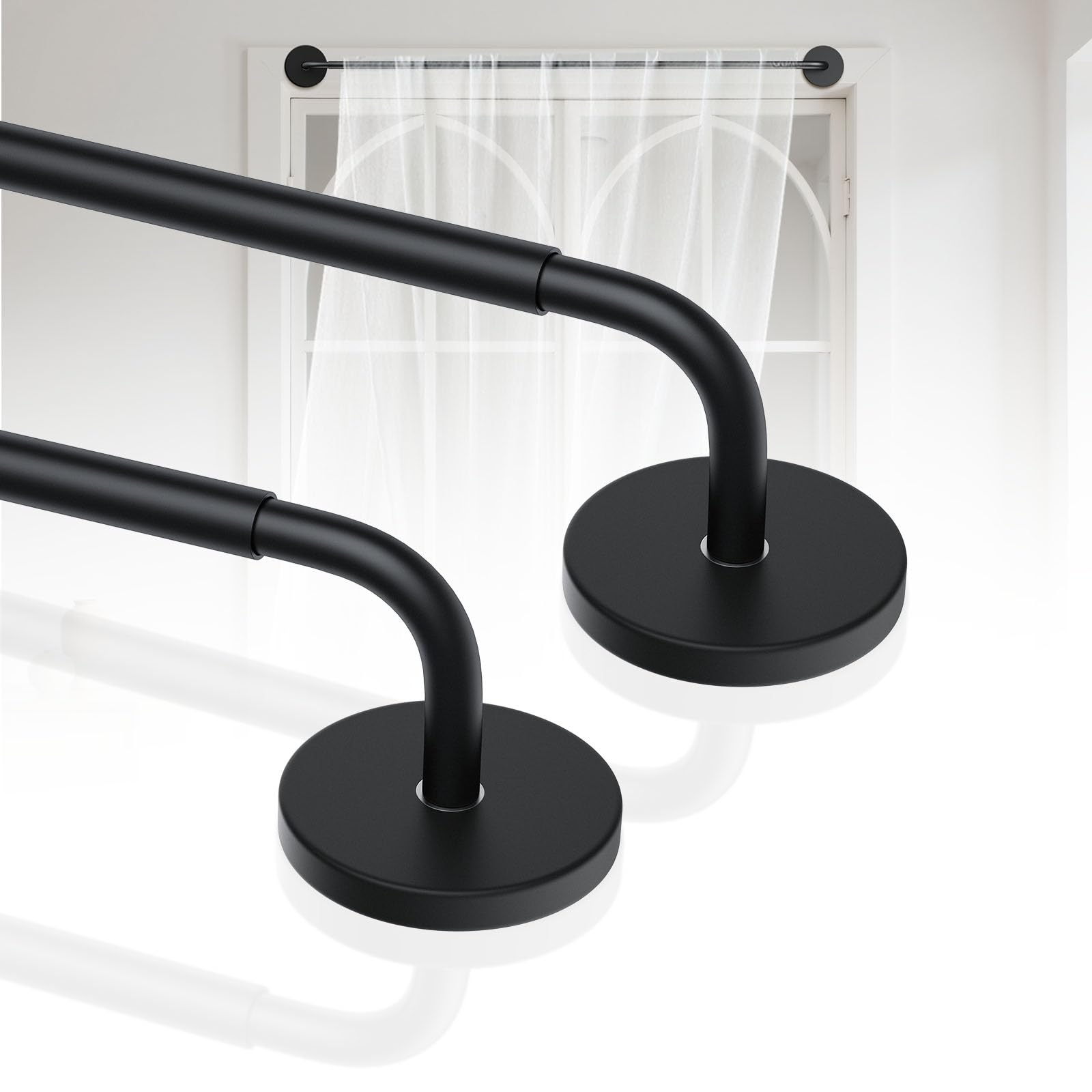 Rodzwin 2 Pack Magnetic Curtain Rod for Metal Door, 16 to 30 Inch Curtain Rods 3