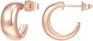 PAVOI Thick Small Huggie Earrings for Women, Rose Gold, Size 15 Millimeters