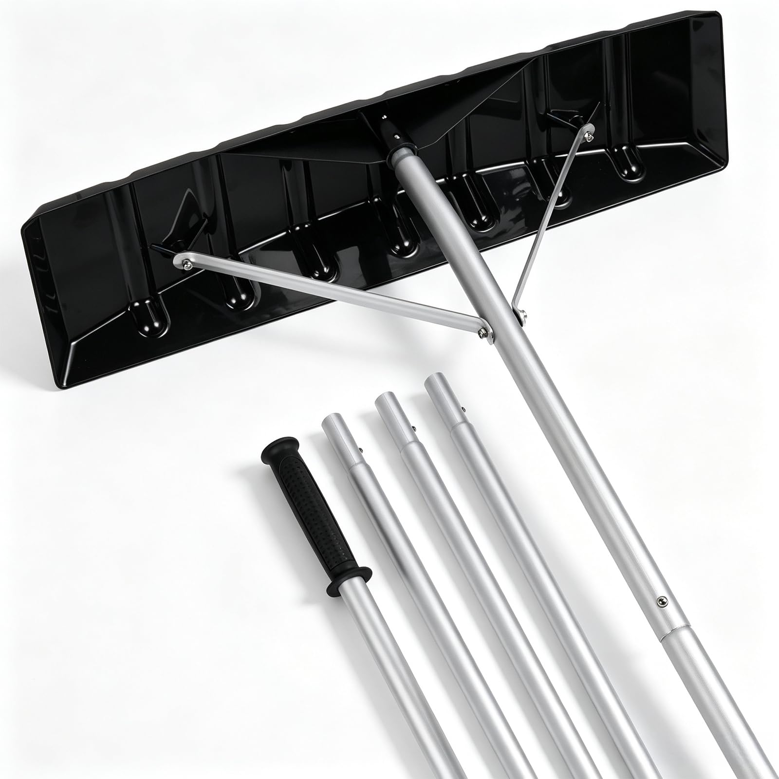 Outvita 20FT 25" Wide Extendable Aluminum Snow Roof Rake, PC Black | Scratch Fre