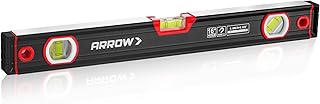 ARROW 16-Inch Level, Magnetic Torpedo Level for Construction, Carpentry | Aluminum Alloy Body Leveler with 45°/90°/180° Bubbles, Precision-Machined Base, Shockproof End Caps, V-Groove & Hanging Hole