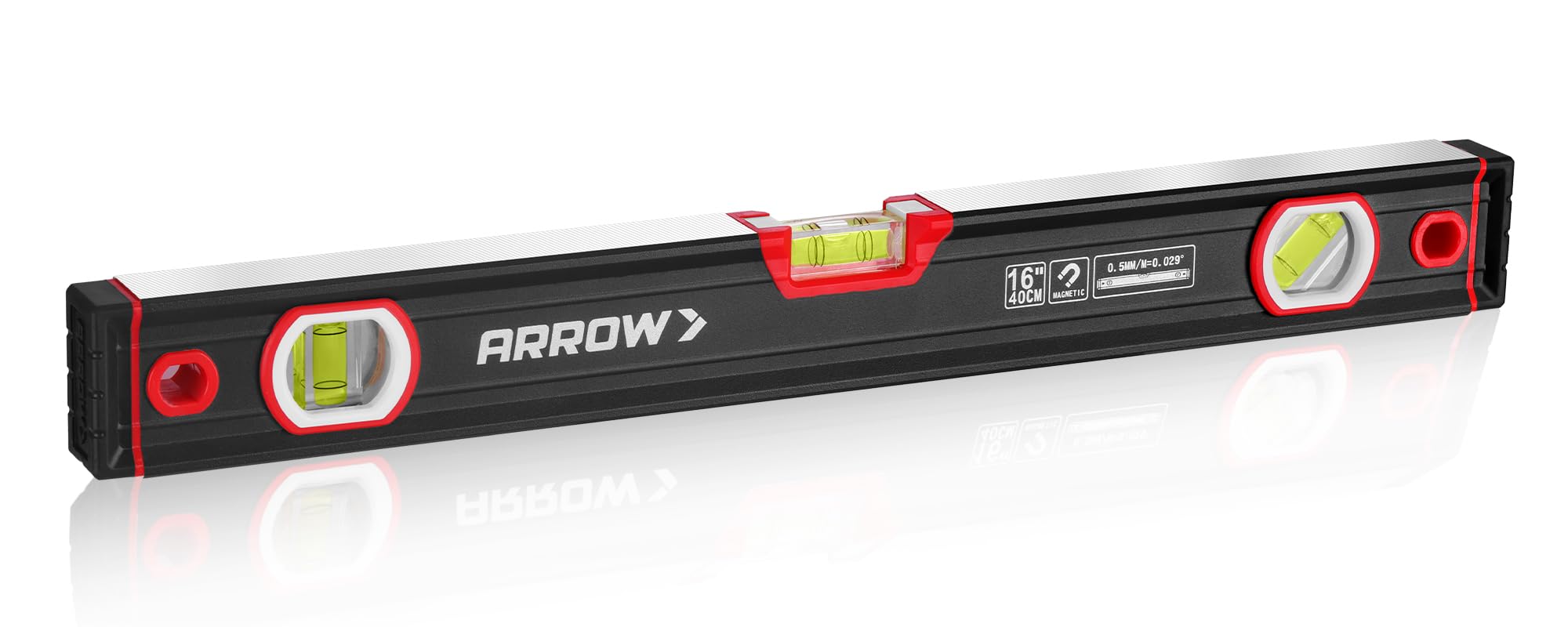 ARROW 16-Inch Level, Magnetic Torpedo Level for Construction, Carpentry | Alumin