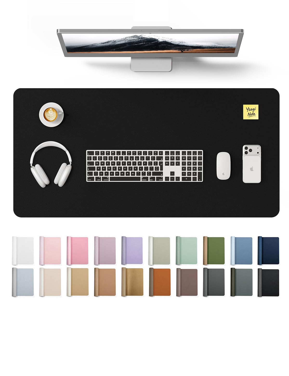YSAGi Leather Desk Protector, Office Mat, Large Mouse Mat, Non-Slip PU Leather B