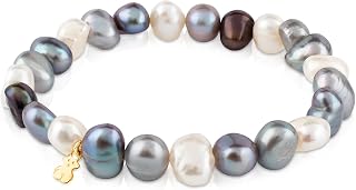 TOUS 18K Yellow Gold Bear Design Pearl Bracelet for Women 17.5cm Long Elegant Versatile Pearl Collection