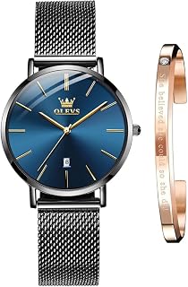 OLEVS Femmes Montres Luxe Or Rose Femmes Ultra - Mince Montre légère en Acier Inoxydable Mesh Montre