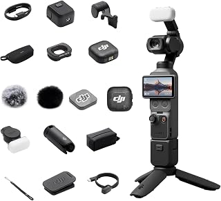 DJI Osmo Pocket 4 Creator Combo, Pocket Gimbal Vlog Camera | 1″ CMOS & 4K/240fps, 2× Lossless Zoom, 107GB Built-in Storage, Mic 3 Transmitter, Handheld selfie stick