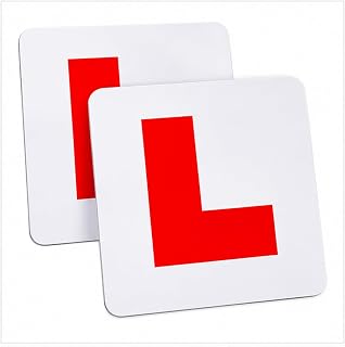 MAGNETIC L PLATES 2pc - Learner Driver Plates with Strong Magnetic Backing – Easy to Fit & Remove – Reusable L Signs for Cars, Motorcycle, Vans & Driving Tests – Compliant with UK Learner Regulations