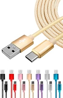 Sizkawil USB 2.0 to Type C Cable, USB-C Data Transfer, 500 MHz, 480 Mbps, Charging Cable, Nylon, Prevents Disconnection, Soft, Telework, Remote, Home Work, Compatible with Type-C Models, 12 W, Fast