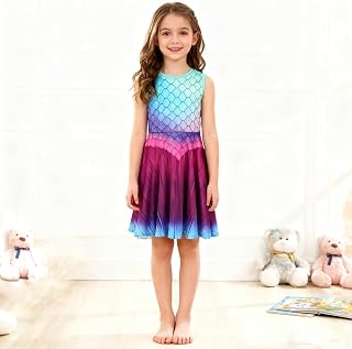 Mermaid Dress Girls Kids Summer Sleeveless Sundress Birthday Costume Toiletry Party Clothes